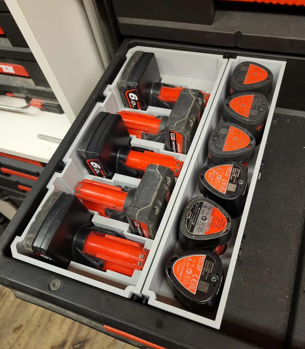 Packout Drawer Insert for Large M12 Batteries (MDD-12LB) - Milwaukee Dave Design