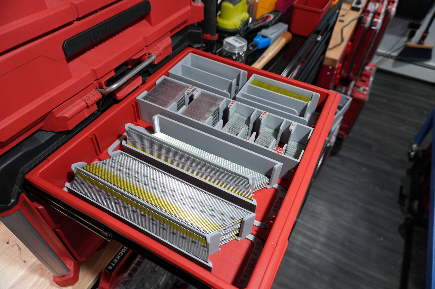 Packout Shallow Drawer 15ga. DA Long Stick Nail Caddies (PD4NC15L)