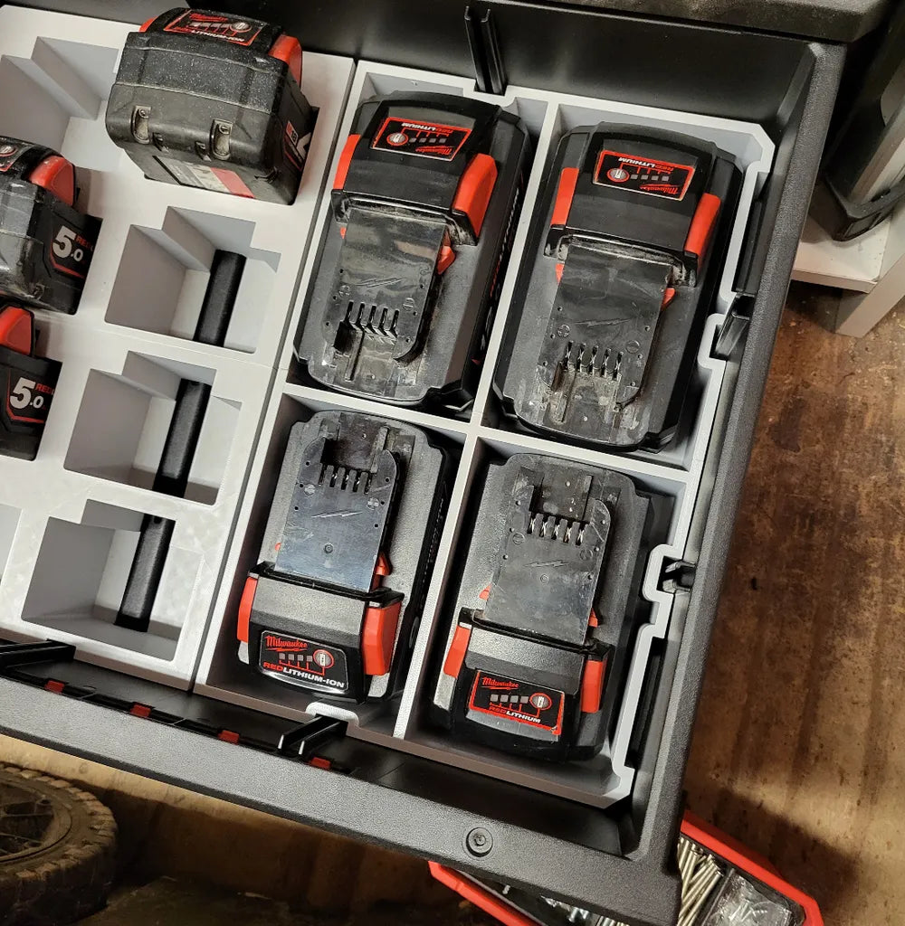 Packout Drawer Insert for Large M18 Batteries (MDD-18LB) - Milwaukee Dave Design