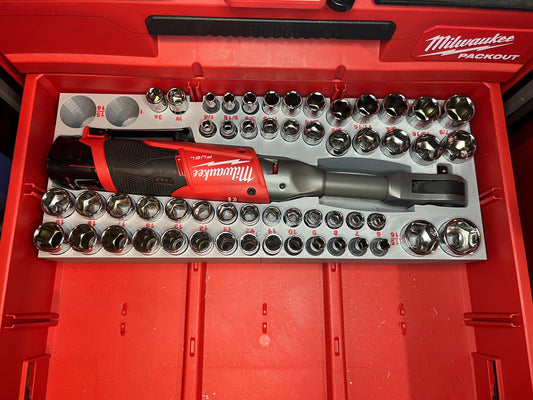 Packout Drawer Insert for M12 FUEL Extended Reach 3/8" Ratchet and 56-Piece Socket Set (ERASH) - Sidewinder Style