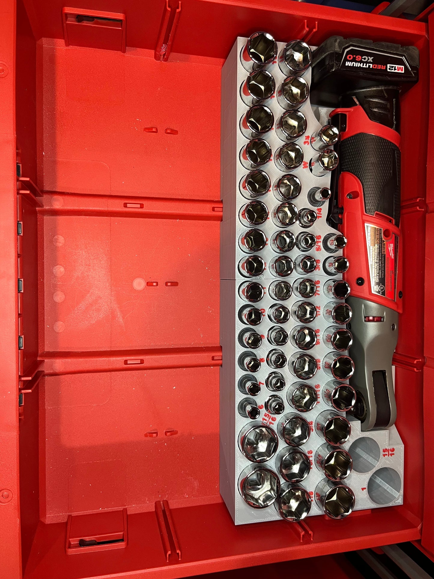 Packout Drawer Insert for M12 3/8" Ratchet and 56-Piece Socket Set (RASH) - Sidewinder Style