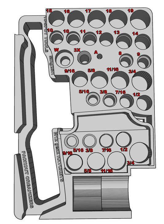 Packout Organizer Insert for NEW M12 Ratchets and Impact Socket Set (MRg2SH)